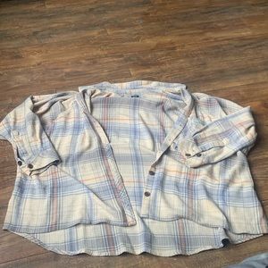 Multi-color short sleeved flannel